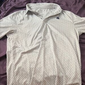 Swannie Men's White and Navy Patterned golf Shirt